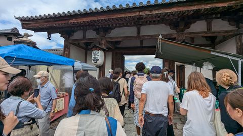 students touring a temple while on an excursion