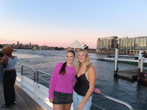 Students on boat in Australia near the Sydney Opera House