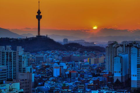 Daegu skyline at sunset