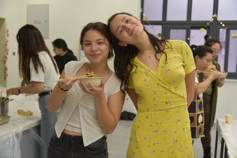 Teachers making wontons in Shanghai