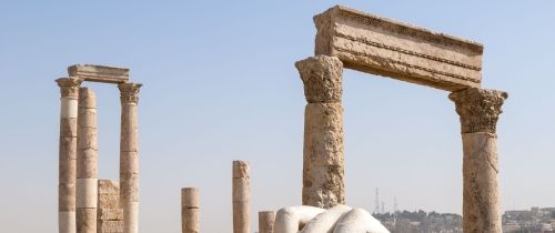 ruins in amman jordan hand