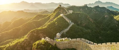 great wall china sunset