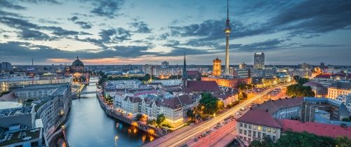 Berlin tower at night