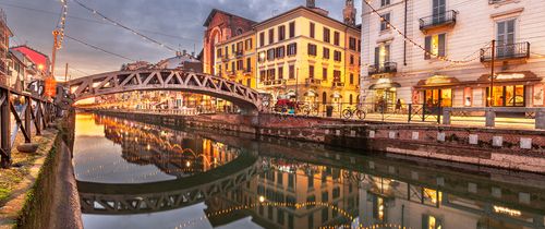 Milan river canal at night