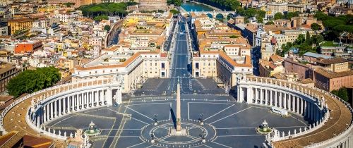 vatican city downtown rome plaza aerial view