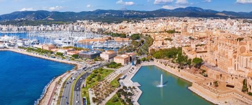 palma spain aerial view downtown