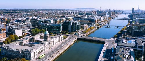 dublin aerial view canal bridges