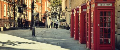 London phone booths on street