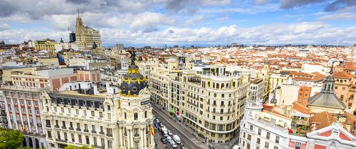 Madrid Calle Gran Via Street skyline