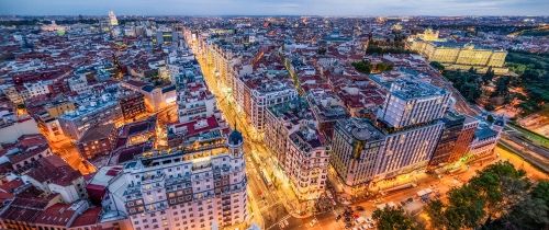 Madrid skyline at night