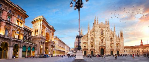 Milan Piazza Duomo at sunset