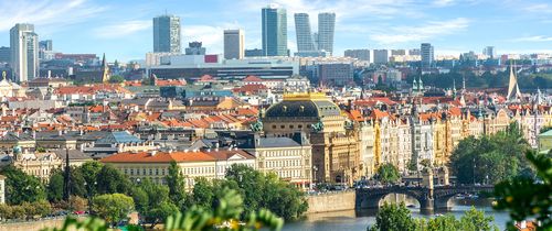 prague skyline aerial view