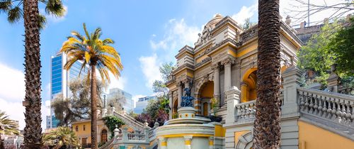 santiago chile fountain sunny day