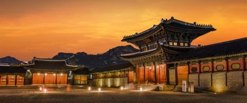 temple seoul south korea sunset