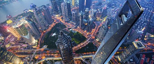 shanghai aerial view from sky