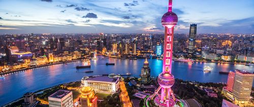 shanghai night aerial view