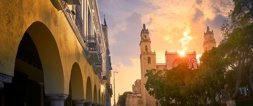 yucatan mexico street sunset