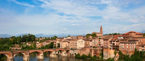 toulouse river and bridge sunny