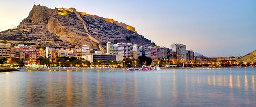 alicante postiguet beach dusk