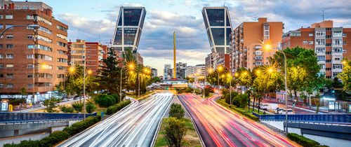 madrid kio towers busy traffic