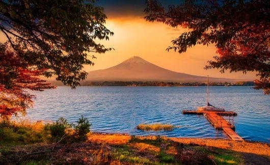 tokyo mt fuji at sunset 