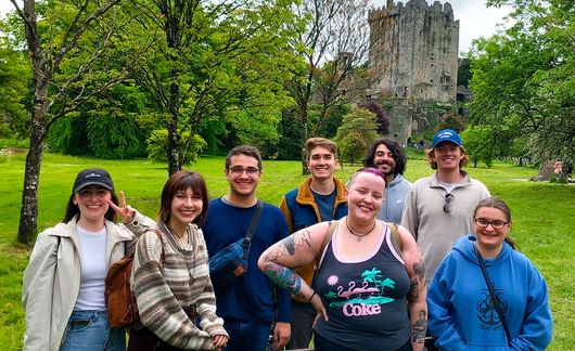 ASU students outside a castle in dublin