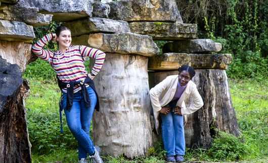 toulouse girls hiking stone ruins