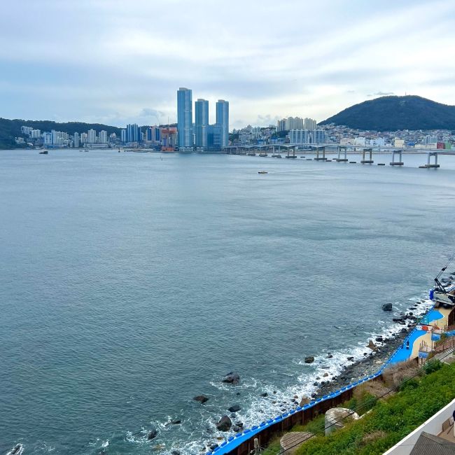 While eating at Etereu Cafe I was able to capture this photo that showed the shore, water, and city to capture the variety within Busan.