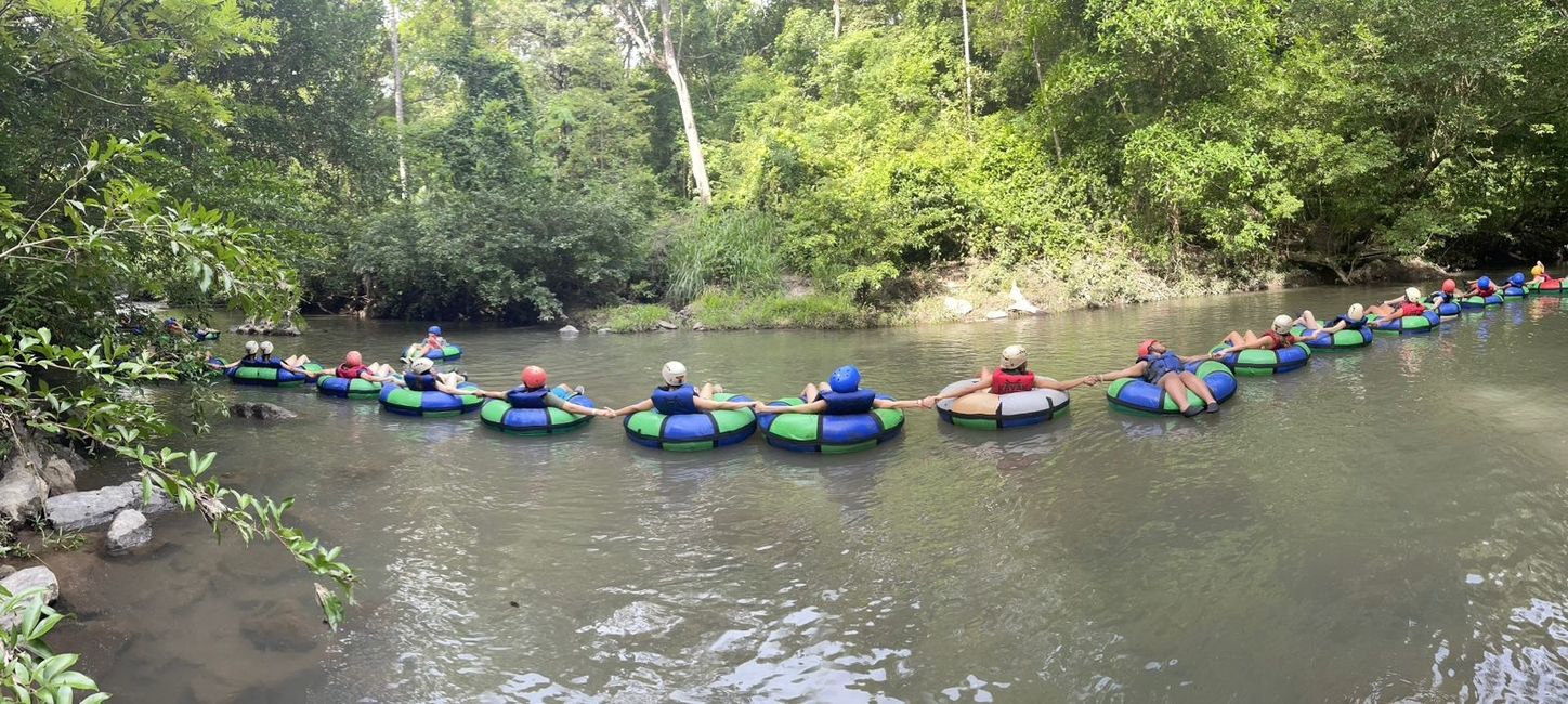 Tubing down the river.