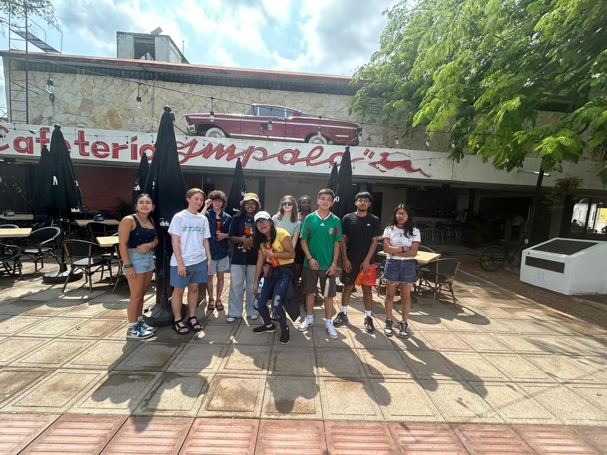 A group of students at a local store.