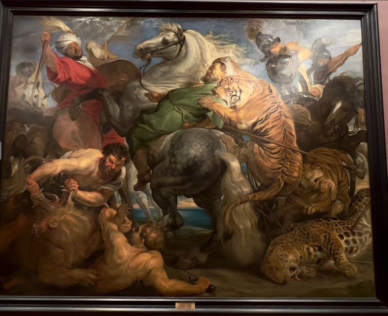 Beasts and men in a painting
