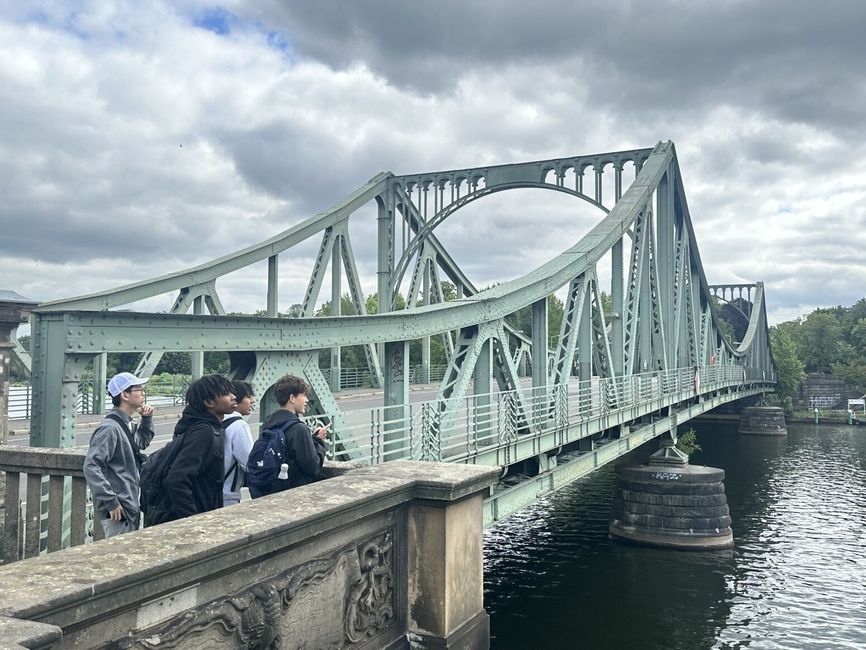 Students walking over the "Bridge of Spies"