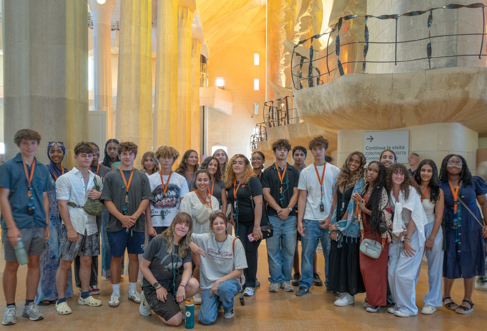 Group inside of Sagrada Familia
