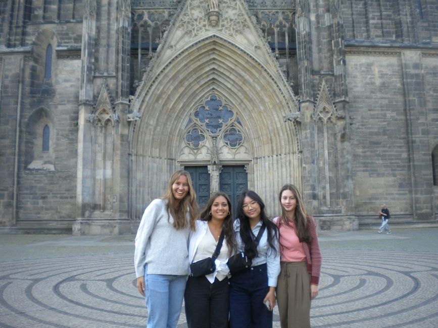 Lara, Kelsie, Me, and Emma at the Magdeburg Cathedral