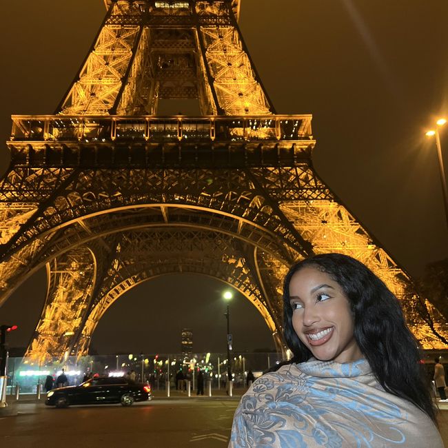 paris france eiffel tower student at night abroad