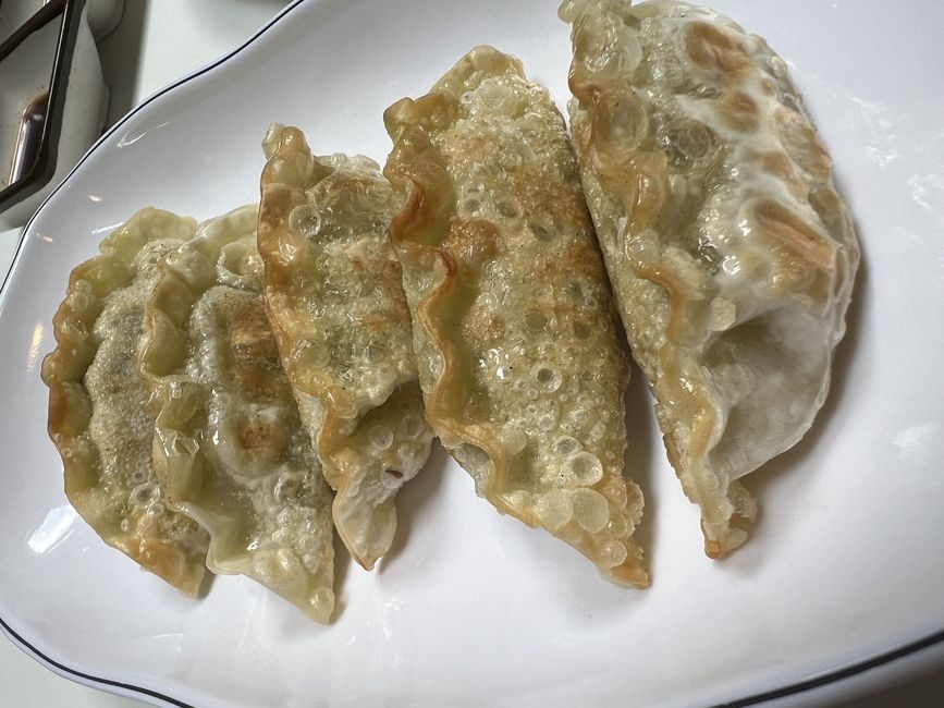 a closer look at the fried dumplings from maru jayeonsik gimbap