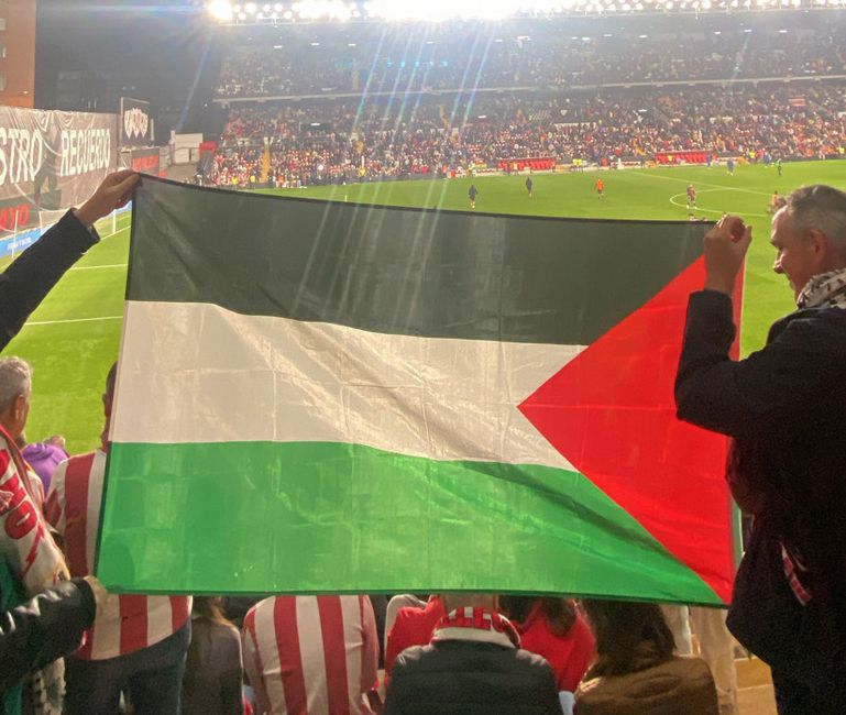 Palestinian flag at football match