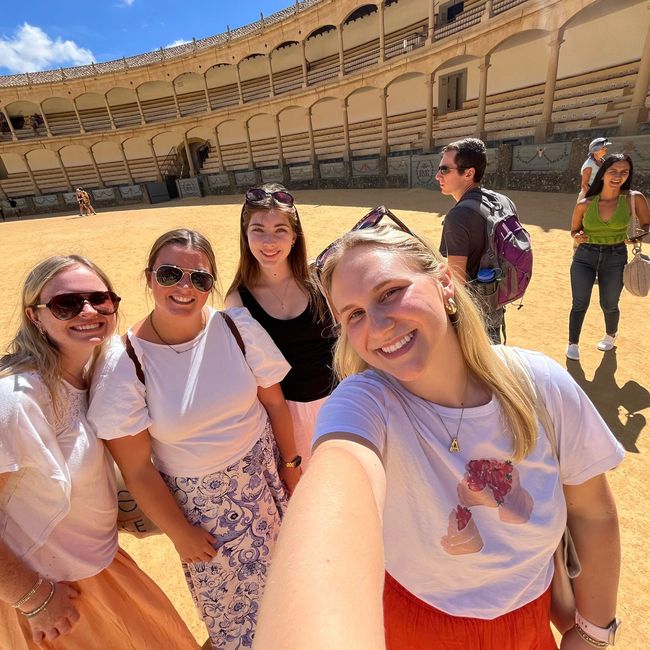 students abroad together selfie