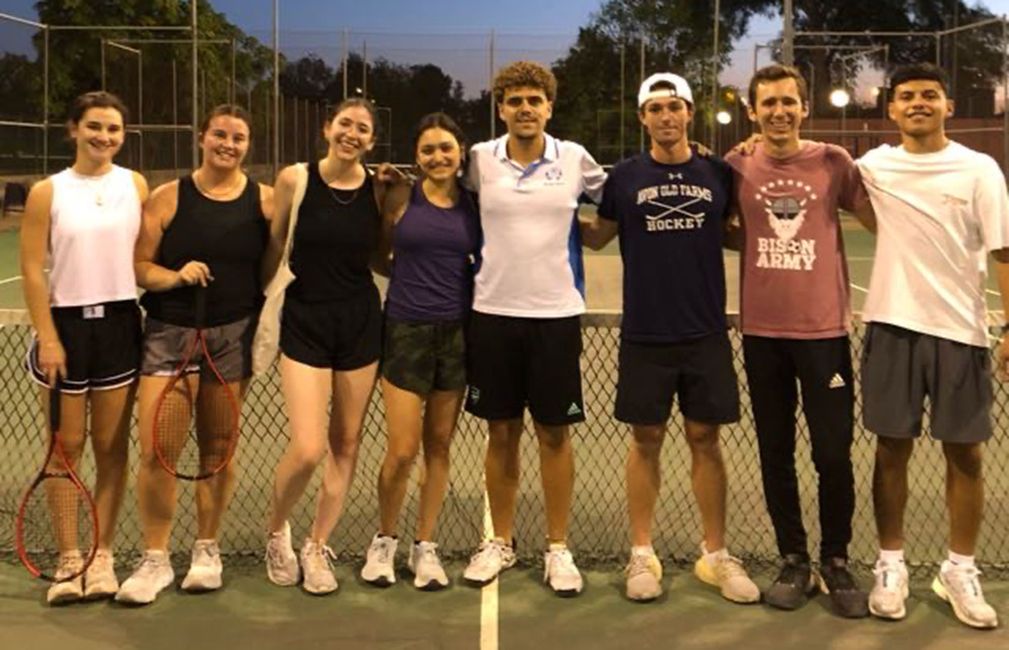 students abroad playing sports together