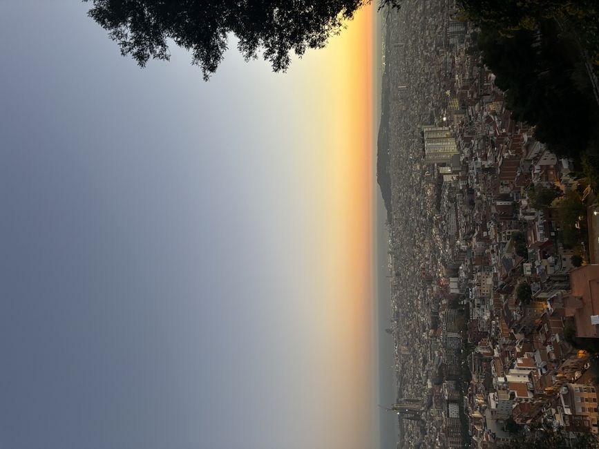 barcelona sunset overlooking city