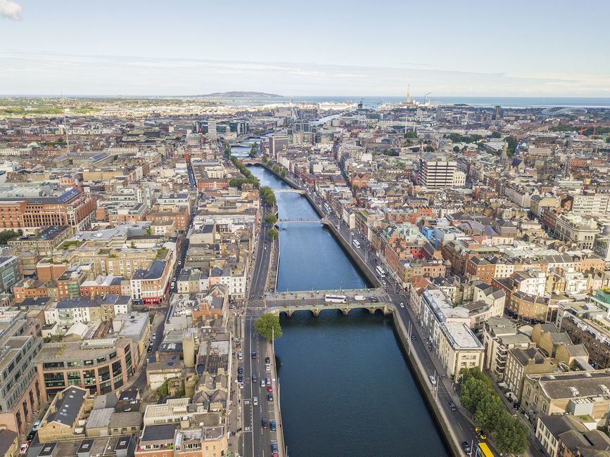 dublin bridges aerial view