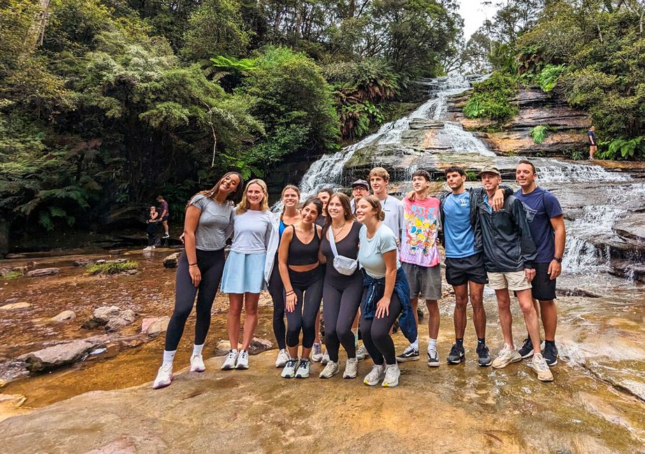 sydney students at waterfall