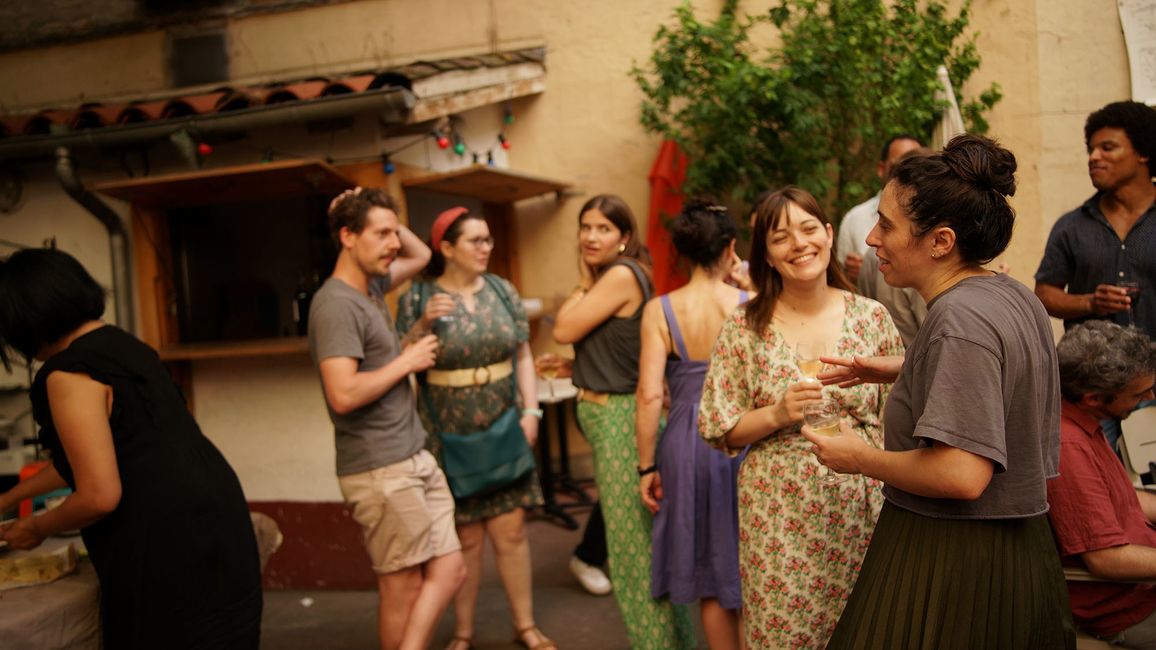 Teachers mingling at an outdoor CIEE event while abroad