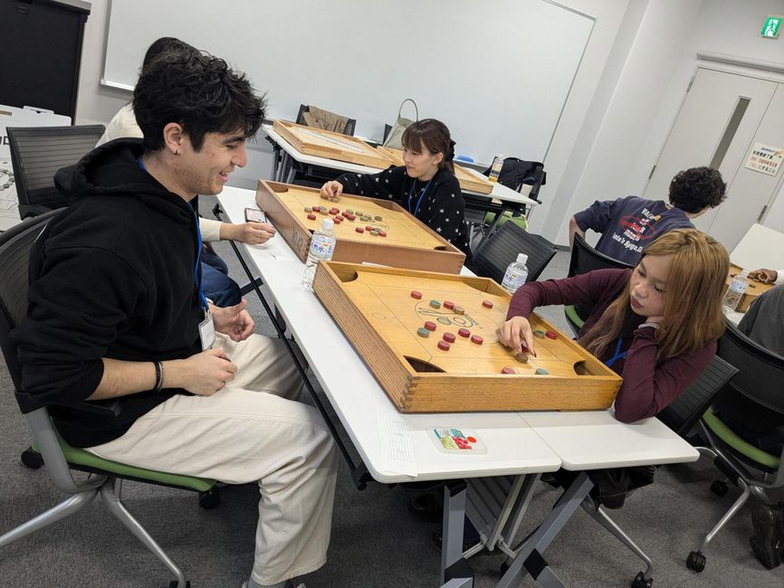 Students playing a game at Shiga University in Japan