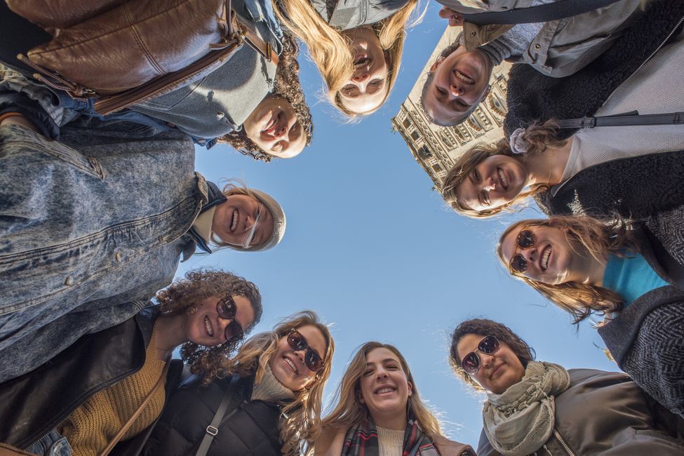 seville students selfie below