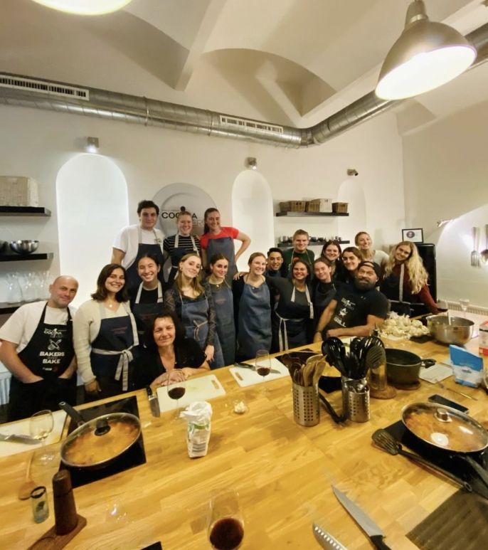 study abroad group cooking class