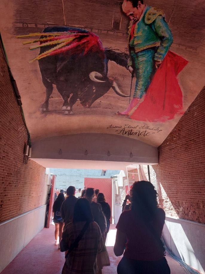 Walking through the bull fighter's entrance