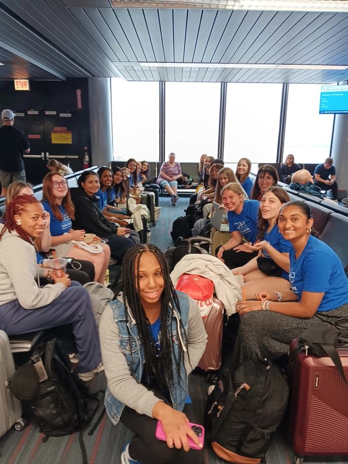group of students flying from Chicago to Barcelona