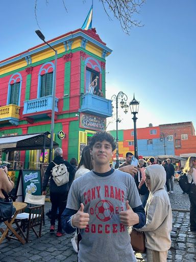 Luca posing in La Boca neighborhood, home to one of the major soccer teams of Buenos Aires.