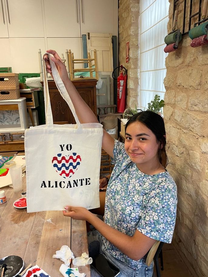 Abby and the front of her tote bag!